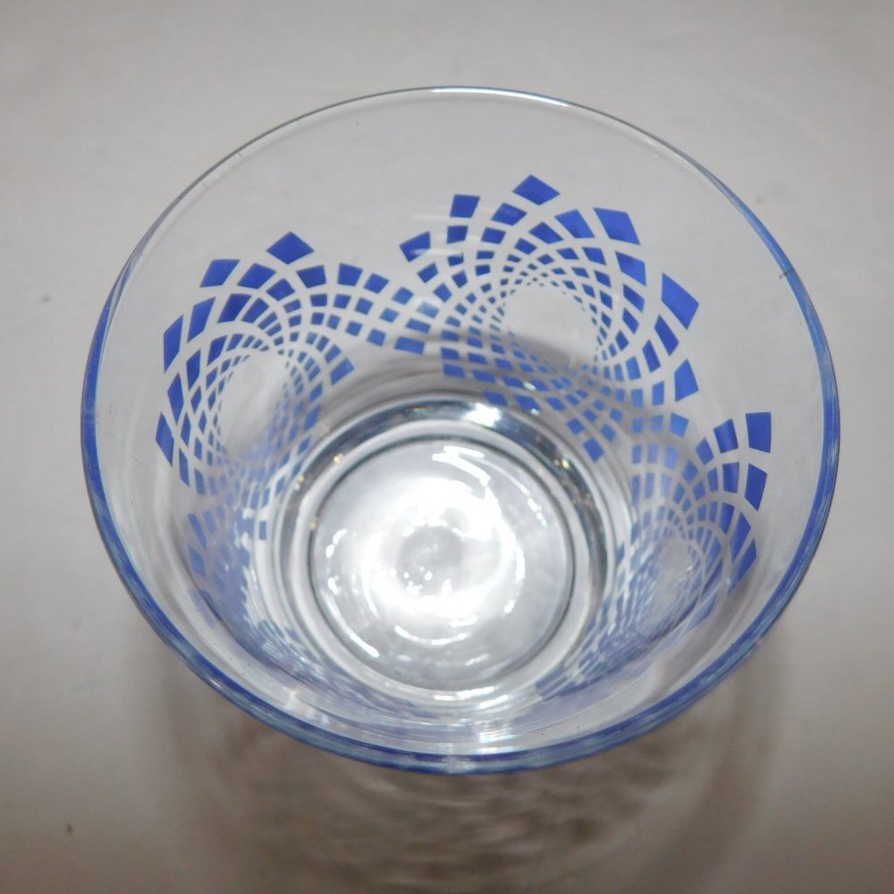 2 Vintage Ikea Clear Royal Blue Diamond Spiral Design Lowball Tumbler Glasses - Picture 7 of 7